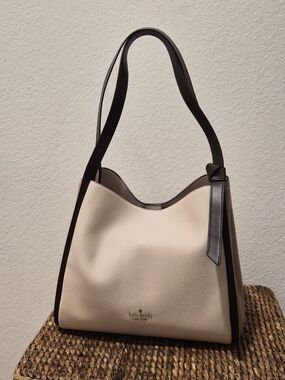 Kate Spade Pebble Leather Shoulder Bag in Cream and Brown